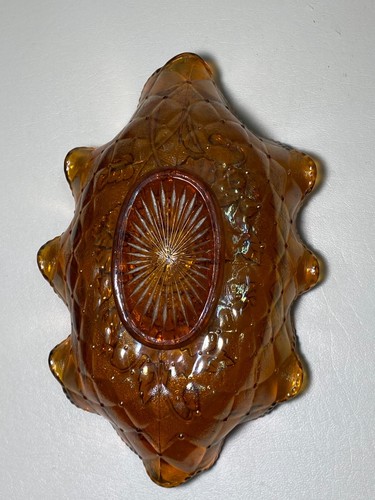 VINTAGE IMPERIAL GLASS MARIGOLD CARNIVAL PANSY PATTERN CANDY - RELISH DISH 9"x6" - Picture 7 of 8