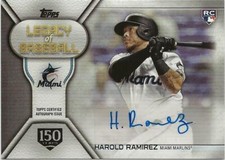 2019 Topps Update HAROLD RAMIREZ Legacy of Baseball Auto 082/150 Marlins RC