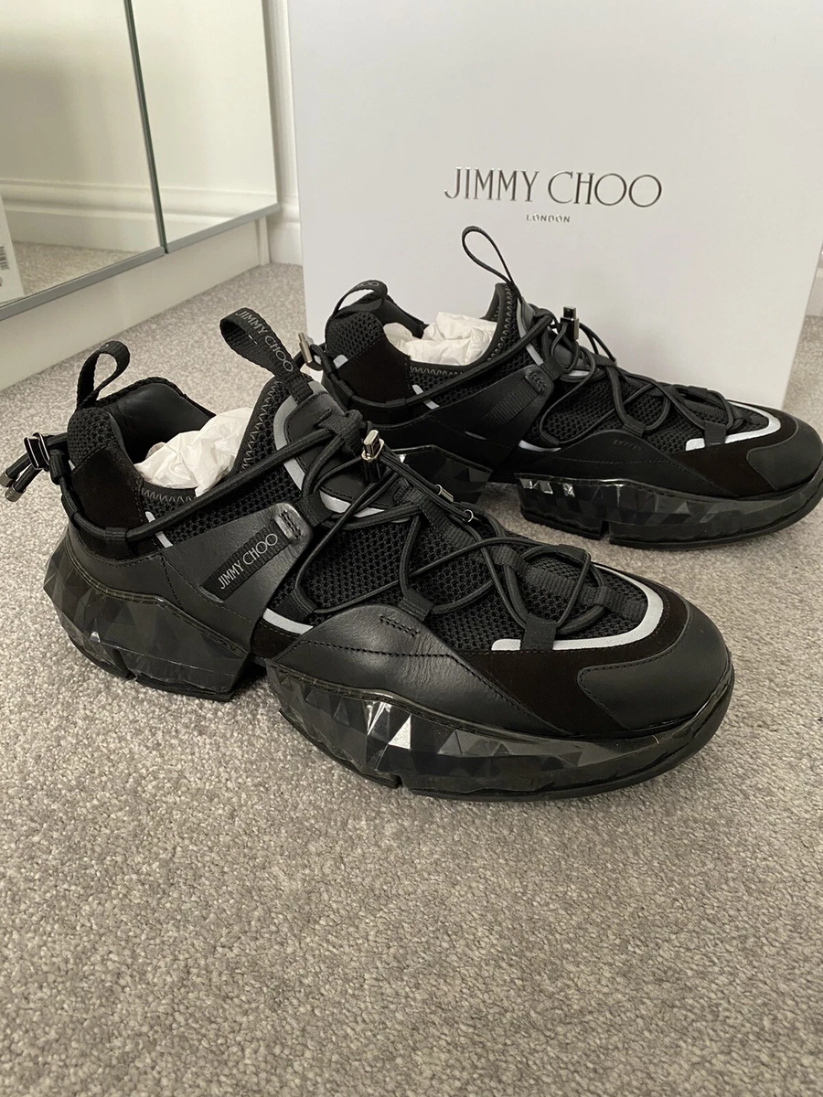 Mens Jimmy Choo Diamond Trail Trainers All Black Uk Size 10 44