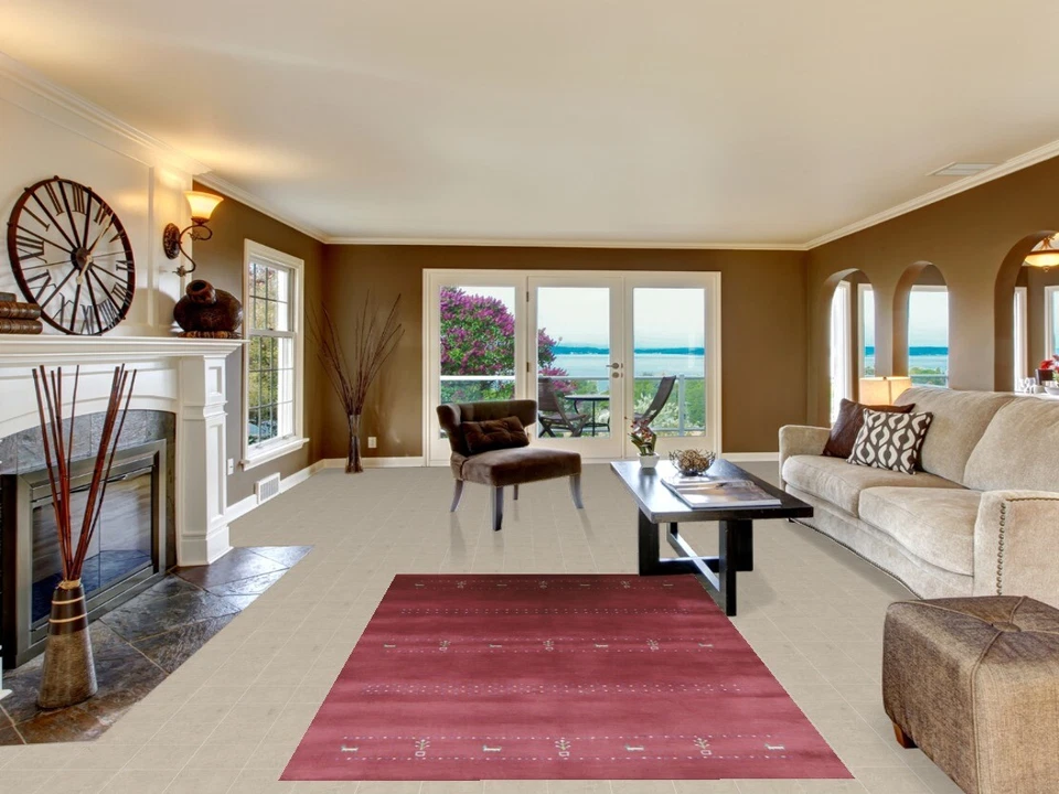 Red Traditional Gabbeh Rug Hand-knotted Wool Rug 5x8 ft. - Image 2 of 4