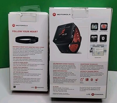 Motorola Motoactv Black/Red 8GB GPS Sports Watch MP3 Player With Chest 