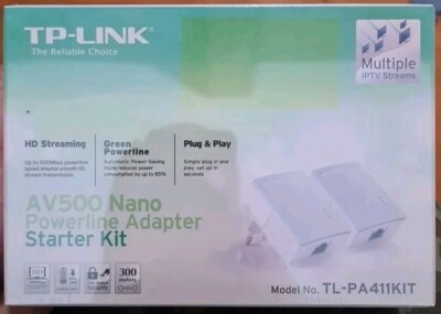 TP-Link PA411KIT - 2 stück 500 Mbit/s Powerline Adapter mit LAN, AV500 NANO