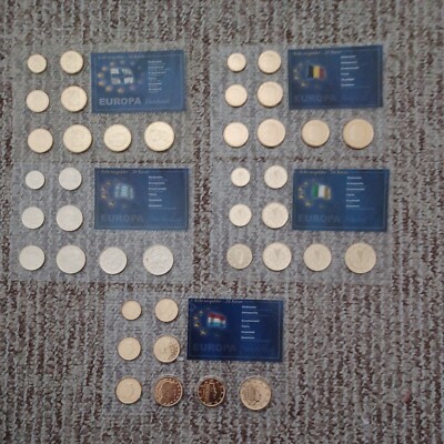 5x KMS EURO / EUROPA - 24 KARAT VERGOLDET - GOLD  - FIN, IRE, GRE, LUX + BEL 