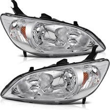 LSAILON Headlight Assembly Replacement Fit 2004-2005 For Honda Civic Chrome
