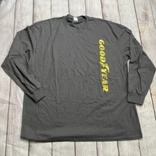 Port And Company Goodyear Men 3XL Long Sleeve T-Shirt Gray With Yellow Design K5