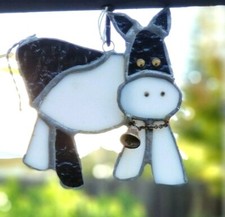 Stained Glass Sun catcher Handmade USA ANIMAL, COW 5 x 5