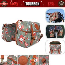 TOURBON Canvas Bicycle Bag Shoulder Pack Women Bike Pannier Rear Rack Trunk Case