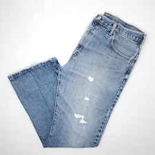 Levi's 517 Jeans Mens Size 38x32* Blue Boot Cut Straight Leg Ripped Denim Pants