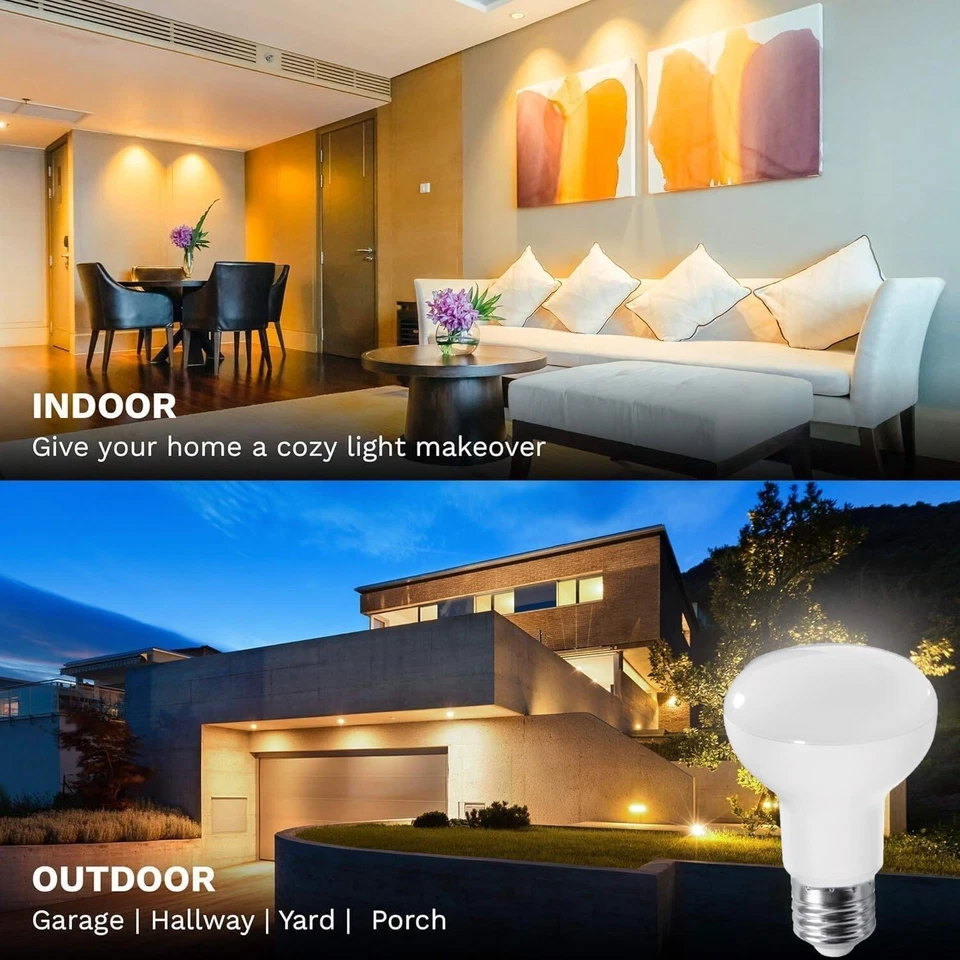 4Pack R20 Reflector Recessed LED Flood Light Bulb, 7.5W(50W), 525LM, 2700K, E26 - Image 3 of 4