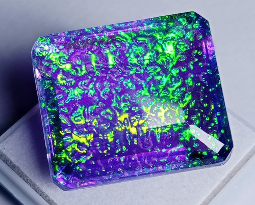 Monarch Fire Opal Emerald Shape Natural Doublet 50+ Ct Gemstone EGL Certified - Picture 6 of 14