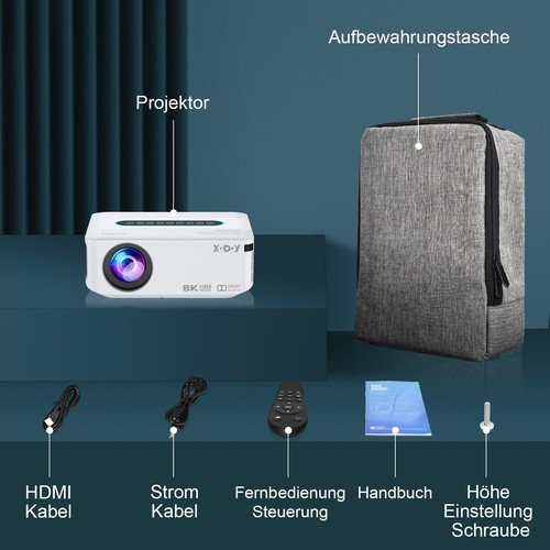 8K Ultra HD Beamer LED Heimkino 5G WiFi Projektor Multimediaplayer BT 12000Lumen - Bild 2 von 13