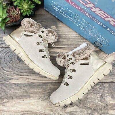 NIB Skechers Cold Catcher Faux Fur Cuff Waterproof Lace Up Snow