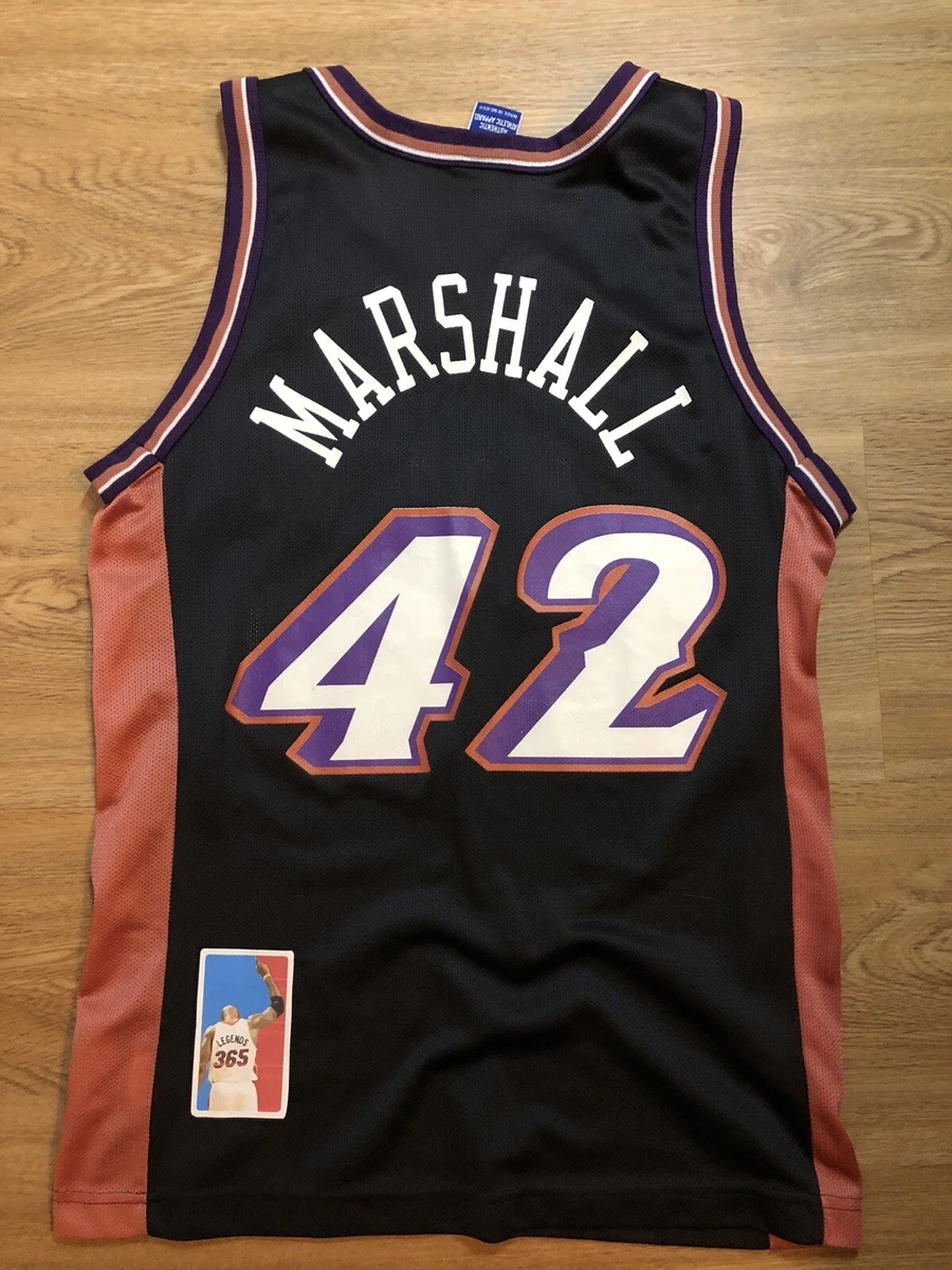 DONYELL MARSHALL UTAH JAZZ NBA PURPLE MOUNTAIN SNOW ITALICS Champion Jersey  44 L