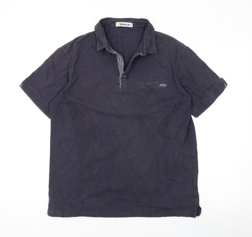 Gazlici Herren Polo Grau Baumwolle Größe XL Kragen Knopf