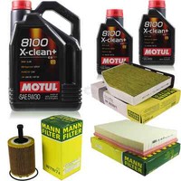 MANN-FILTER Inspektionspaket 7L Motul 8100 X-Clean+ 5W-30 FüR Vw Golf V 3.2 R32