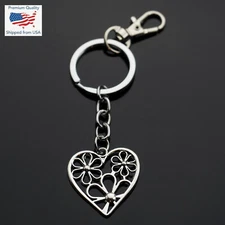 Hollow Heart Beautiful Daisy Flowers Keychain Love Gift Key Chain Ring Clip