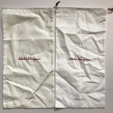Lot of 2 Salvatore Ferragamo Beige Drawstring Dust Bags 16 x 8 VGUC