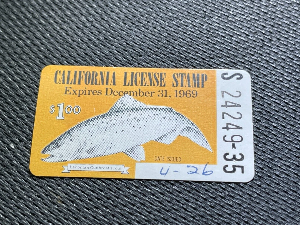 Timbre Permis De Pêche California 1962 – Résident, Pêche En Eau Douce – Vieux Papier