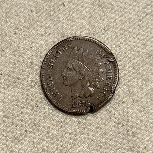 1876 Indian Head Cent Penny, VF Cut-up Better Date