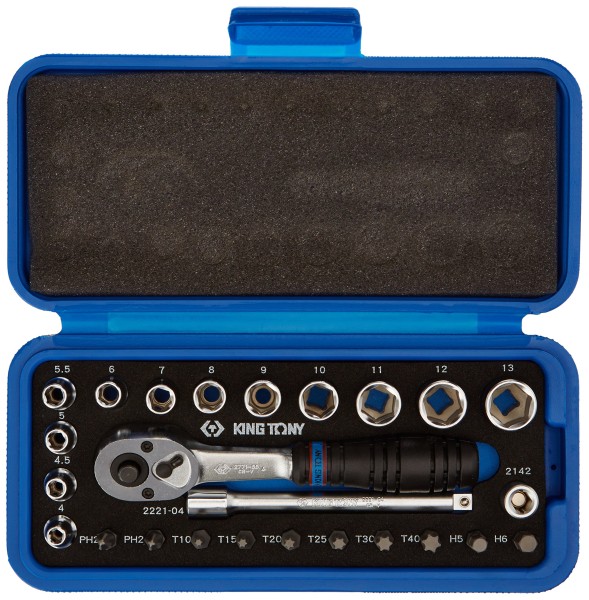 Coffret de douilles 1/4" King Tony avec cliquet de précision 25 pcs
