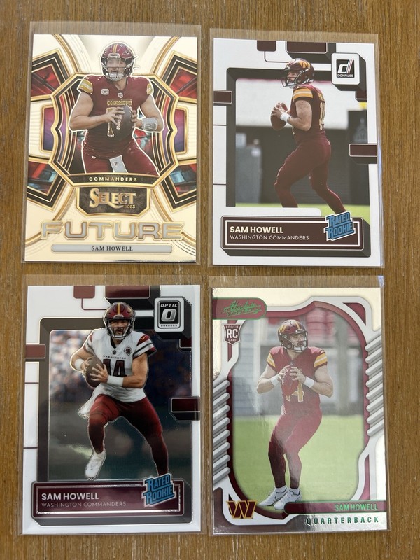 2022 Sam Howell Rookie Card (RC) Lot (x4) Optic, Select Green Absolute & Donruss