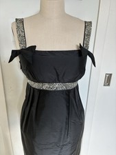 Marc Bouwer Glamiti Elegant Black Silk Gown Dress Embellished Size 4