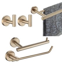 JQK 5-Piece Bathroom Hardware Set Champagne Bronze Wall Mount Towel Bar TP Holde