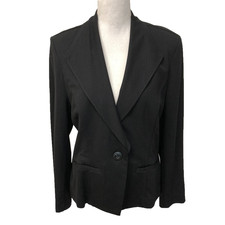 Cabi Absolute Ruffle Blazer Jacket Womens Large Black Modern Career Teacher