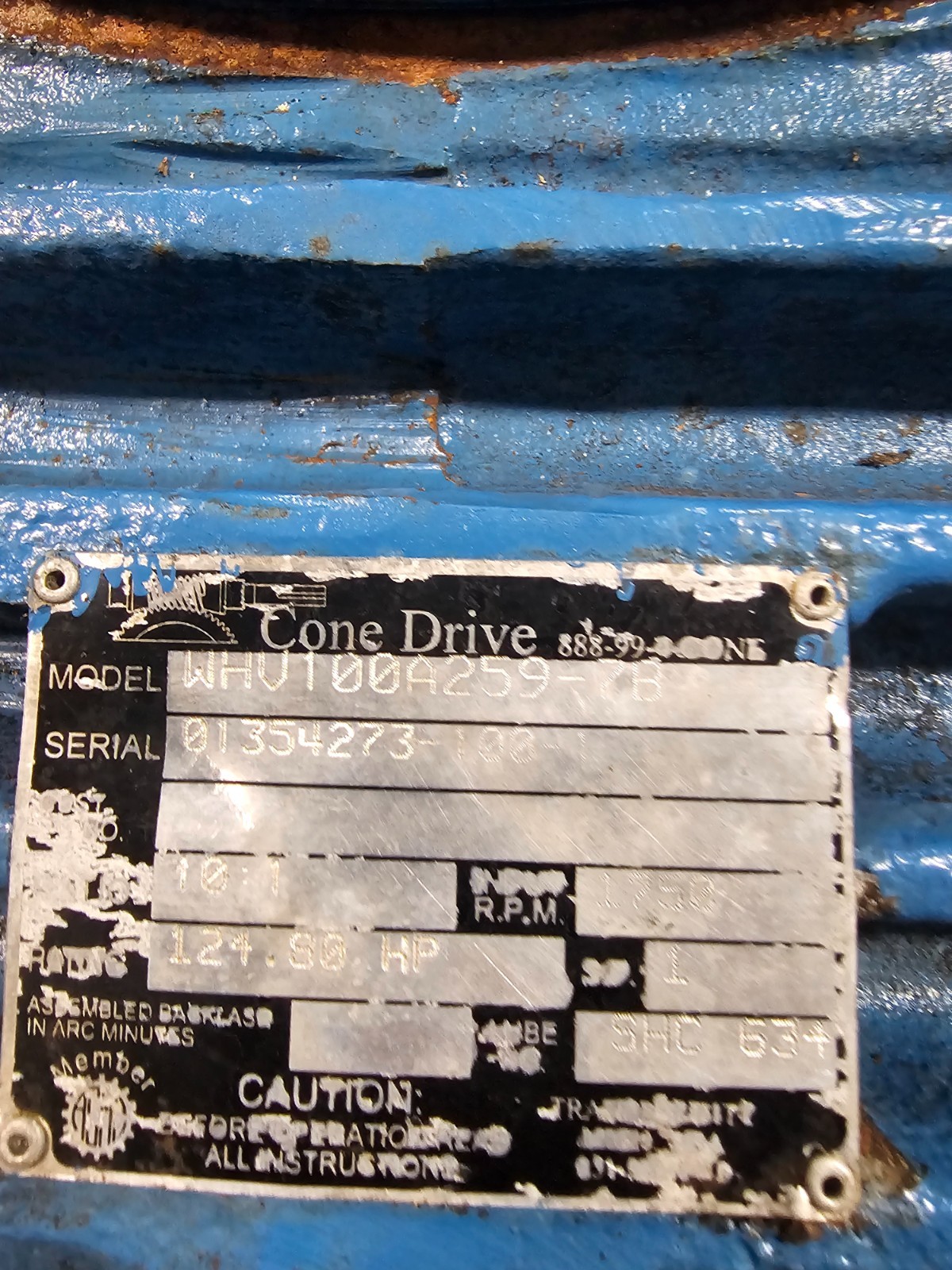 Cone Drive Gearbox WHV 100A 259-7B      2.375 Input Shaft, 4.000 Output Shaft