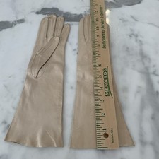 VTG Aris of Paris 12  Long Sz 6.5 Kid Leather Gloves Beige France