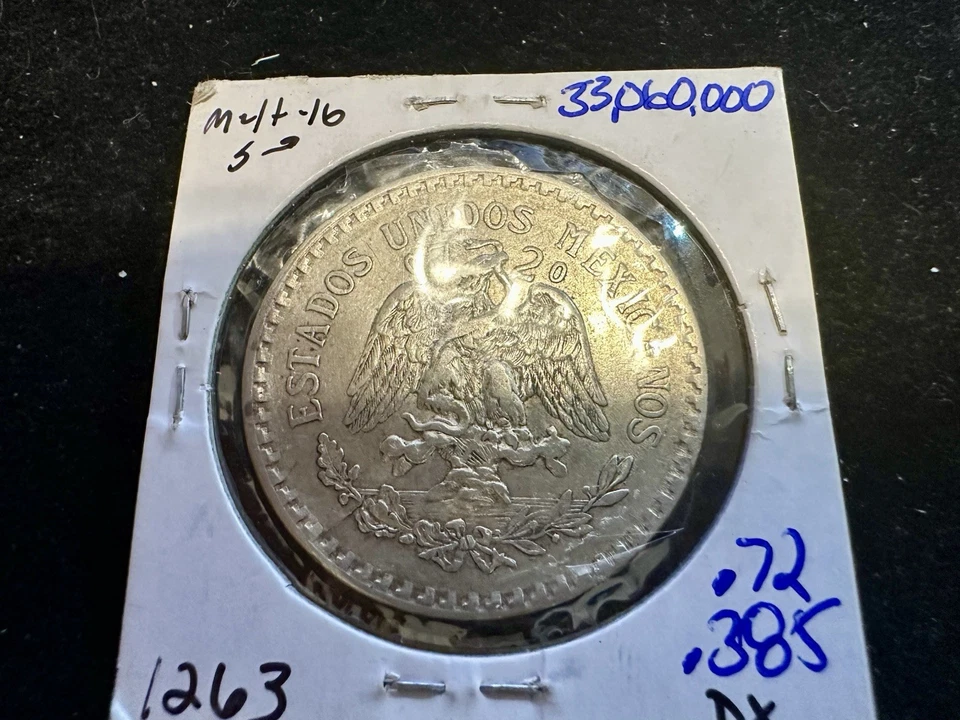 1924 Mexico Un Peso .720 Silver Coin Cap & Rays - Image 2 of 2