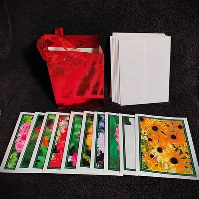 Photo Notecards Handmade Garden Flowers Nature set of 10 Blank Inside Thank You