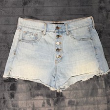 Veronica Beard Timmi Short Womens 30 Light Blue Aire High Rise Button Fly Denim