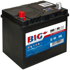 BIG ASIA Autobatterie 12V 60Ah Starterbatterie 56069 Japan Pluspol links