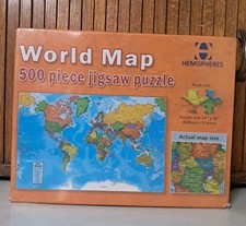 HEMISPHERES WORLD MAP JIGSAW PUZZLE 500 PIECES-24" X 36 Round World Products NEW