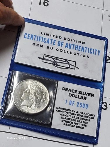 1925 PEACE DOLLAR $ COA SUPERB GEMBU $ SHOW STOPPER $ GEMBU COLLECTION $ RARE $