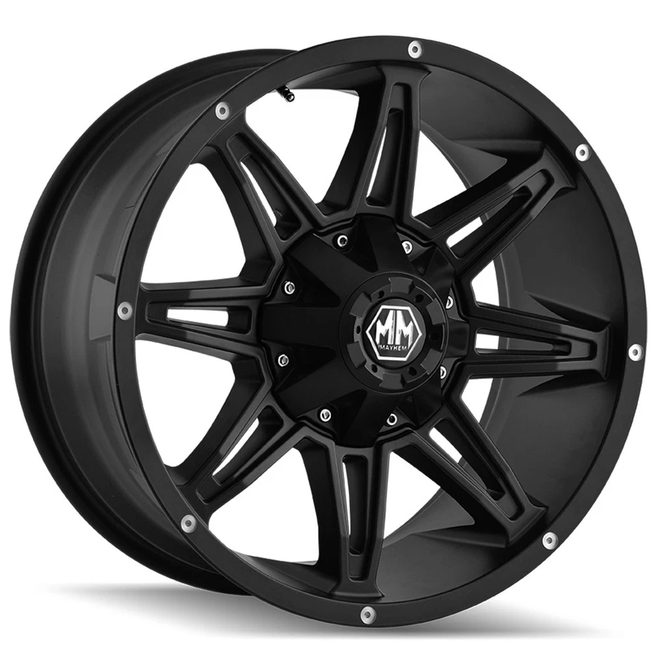 (Set-4) Mayhem 8090 Rampage 20x10 8x180 -25mm Matte Black Wheels Rims 20" Inch Foto 2 de 4