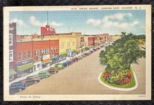 Postcard: Hickory NC-Union Square Looking East