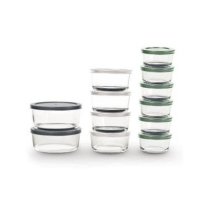 72$ Art & Cook Glass Containers 24-Pc. Food S Blue Gray 24 Pieces