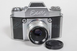 Ihagee Exa ll Camera w/Carl Zeiss Jena Tessar 50 mm f/2.8 VINTAGE Germany