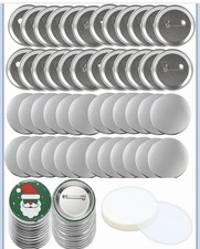 Button Maker Supplies 100 Sets 32mm   1.25 Inch Metal Shells, Pin Back Cover ...