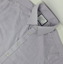 Charles Tyrwhitt Dress Shirt Mens 16.5/35 Purple Non Iron Slim Fit French Cuff