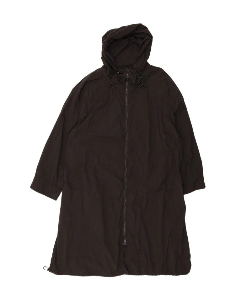 Impermeable con capucha ZARA para hombre Reino Unido 40 grande negro nailon AA09 Foto 3 de 4