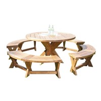 Sonnenpartner 5-Teilige Sitzgruppe Quantum Rund Ø 150 Cm Teakholz Old Teak Garte