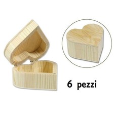 SET 6 SCATOLINE IN LEGNO DECOUPAGE PORTAGIOIE SCATOLA COFANETTO FORMA CUORE