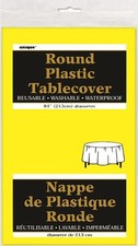 ROUND PLASTIC TABLECLOTHS Table Cover Party (84" DIAMETER) 22 COLOURS UK