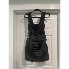 Express Black Satin and Sequins Cocktail Dress Size 2