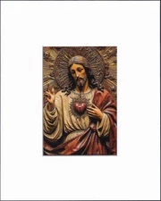 8X10" Matted Print Religious Christian Art Picture: Jesus Christ Sacred Heart