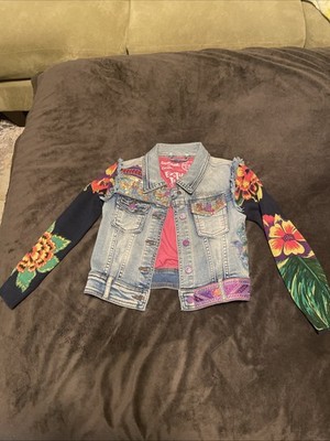 Girls Desigual Embroidered Denim Jacket Size 5/6