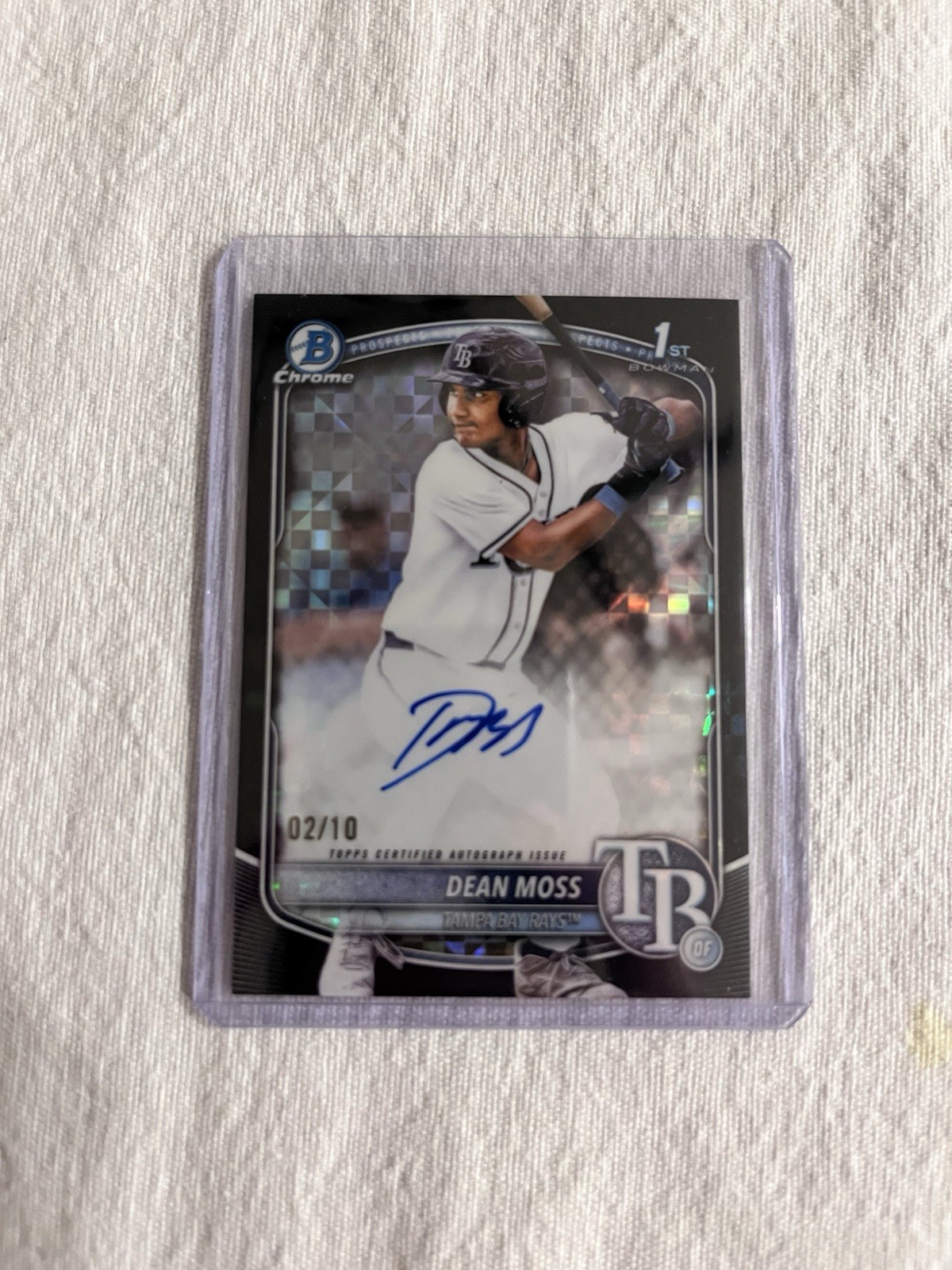 2025 Bowman Draft Dean Moss auto /10 Black X-Fractor Checkerboard 1st Chrome 
